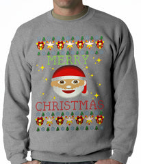 Ugly Christmas Sweater - Ugly Christmas Tee - Emoji Santa Ugly Christmas Adult Crewneck