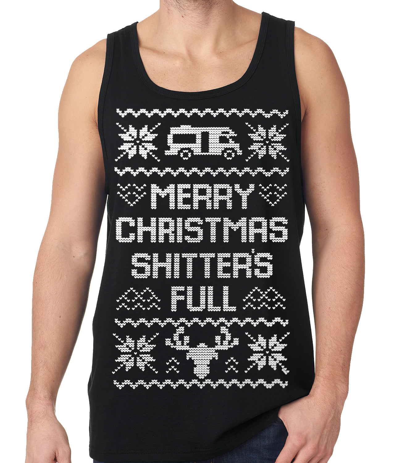 Ugly Christmas Tank Top - Merry Christmas Shitters Full Ugly Tank Top