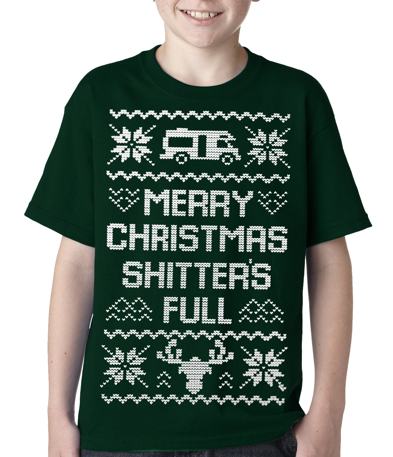 Ugly Christmas Tee - Merry Christmas Shitters Full Ugly Kids T-shirt