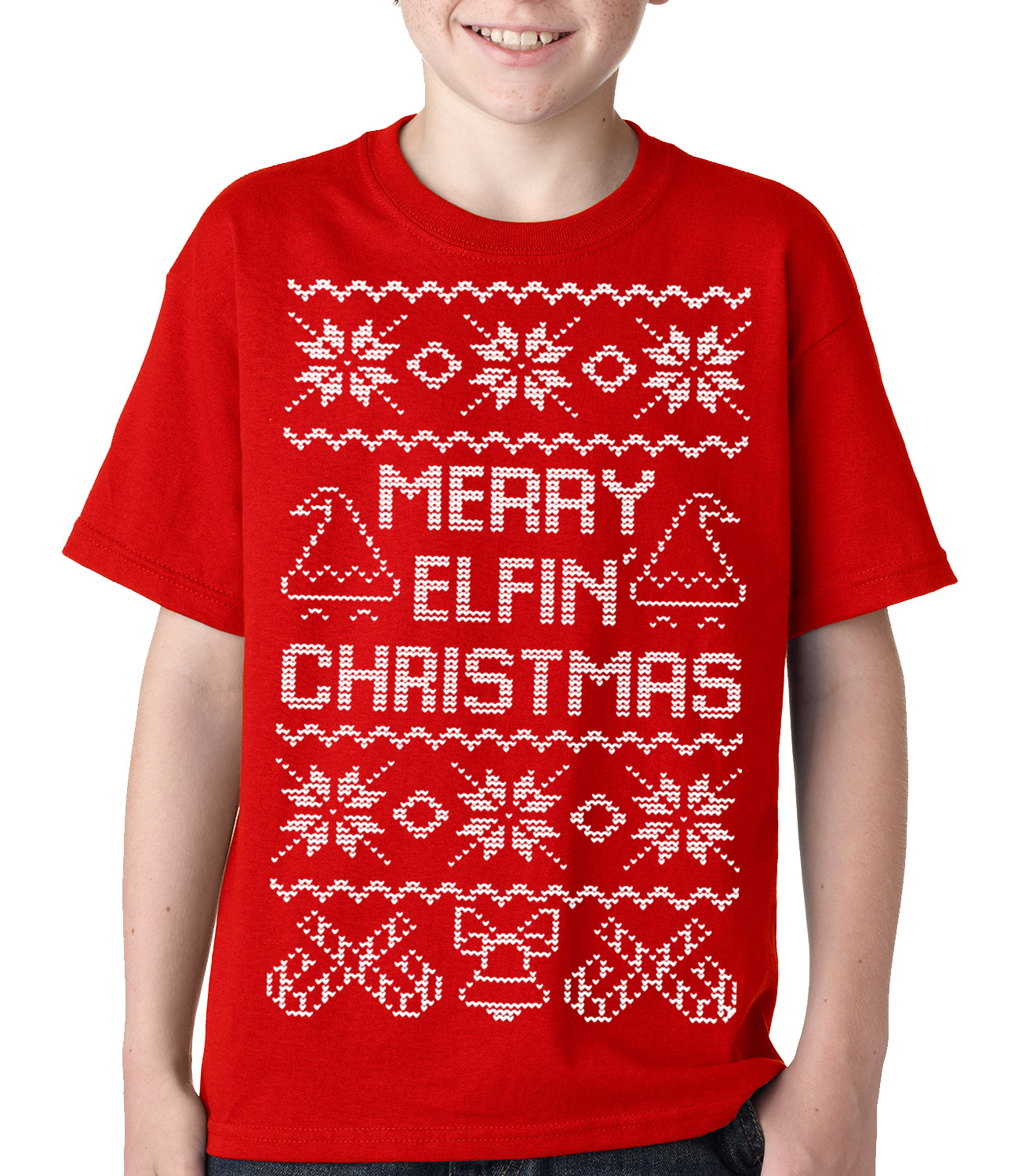 Ugly Christmas Tee - Merry Elfin Christmas Funny Ugly Christmas Kids T-shirt