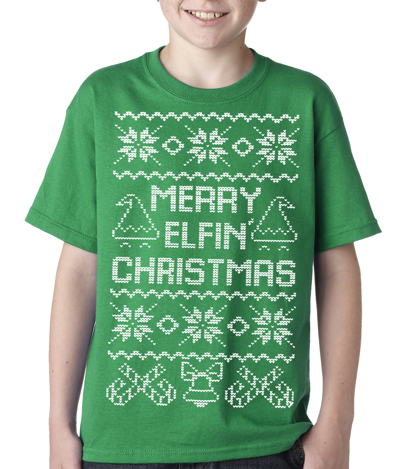 Ugly Christmas Tee - Merry Elfin Christmas Funny Ugly Christmas Kids T-shirt