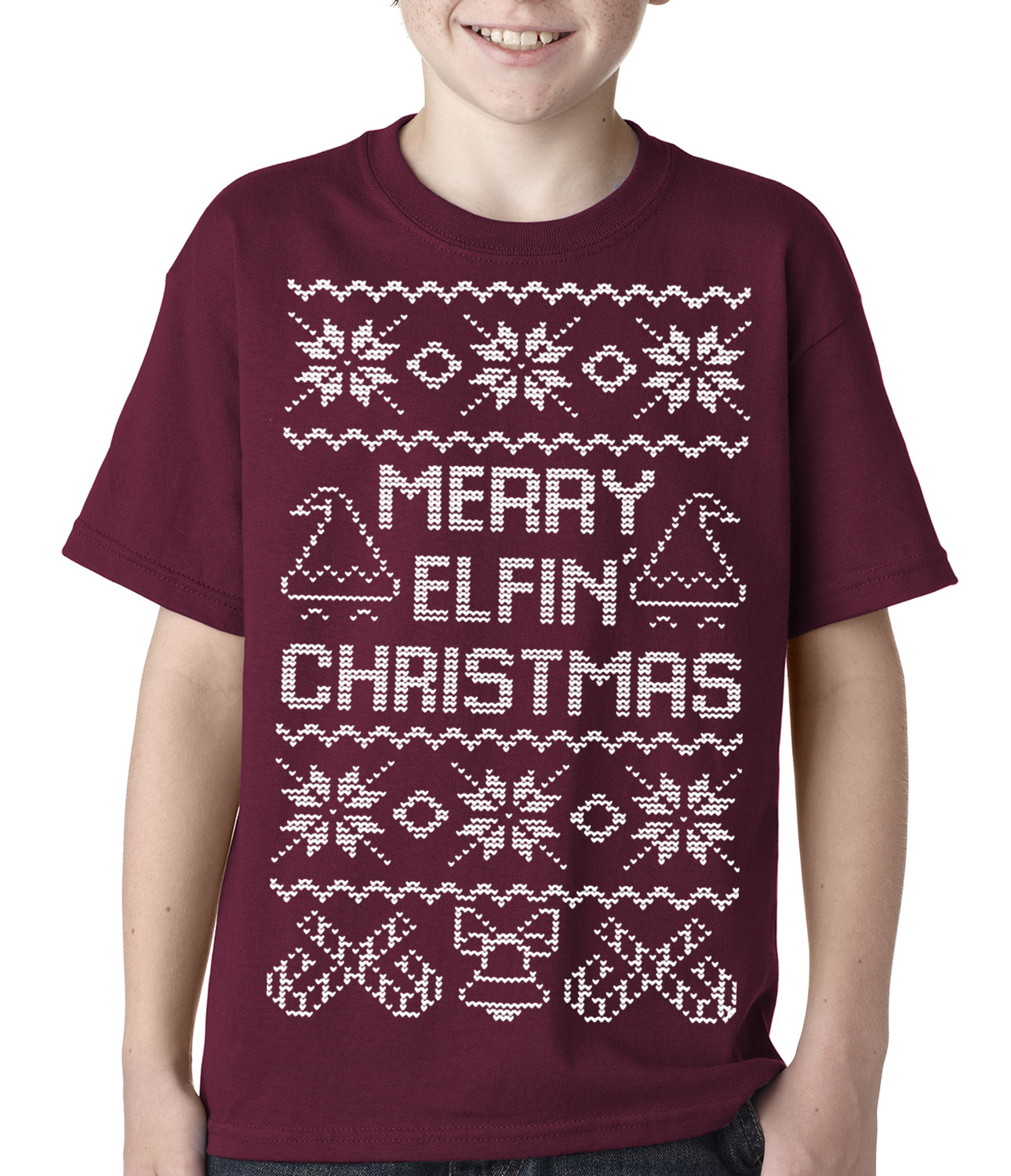 Ugly Christmas Tee - Merry Elfin Christmas Funny Ugly Christmas Kids T-shirt