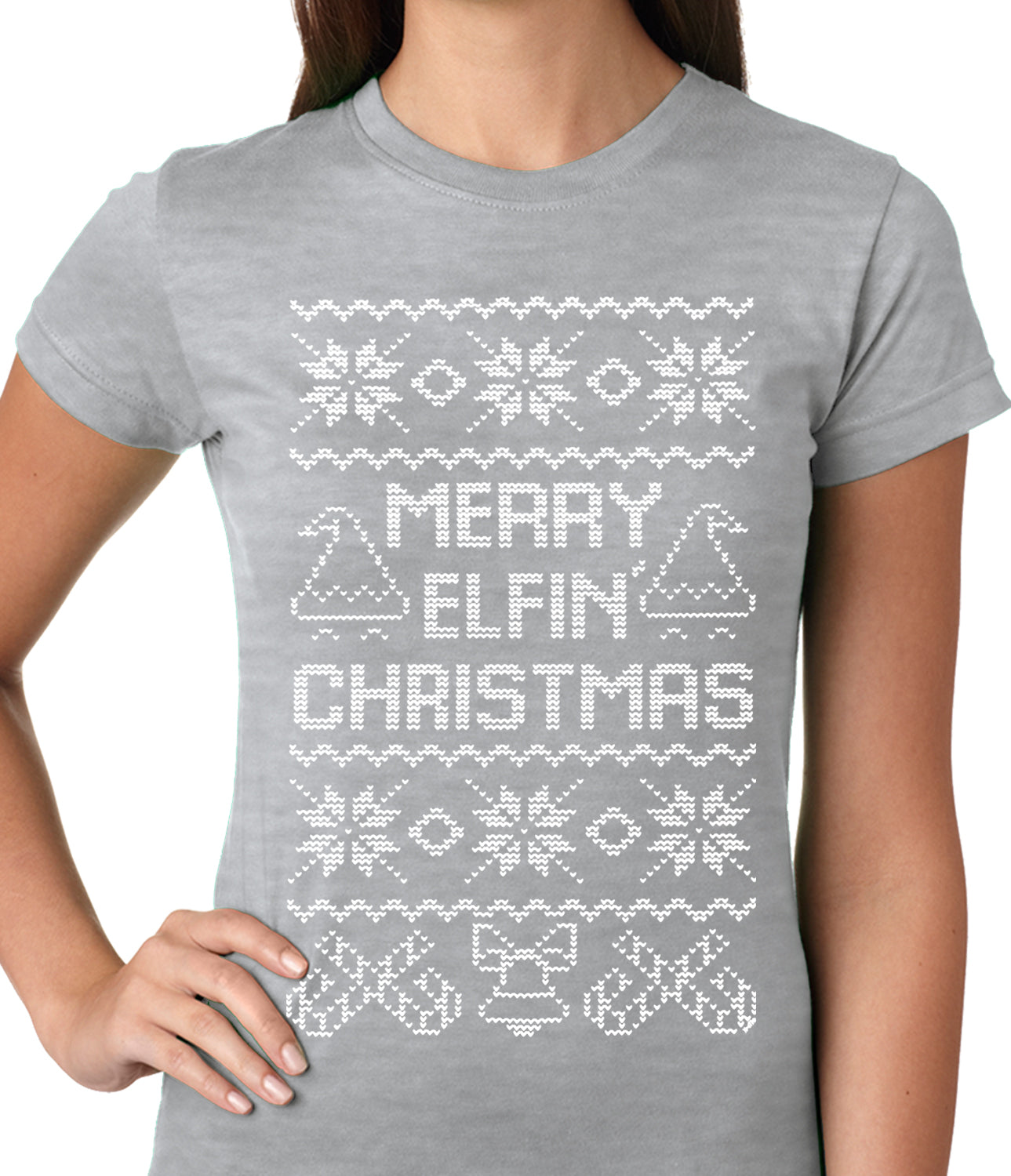 Ugly Christmas Tee - Merry Elfin Christmas Funny Ugly Christmas Ladies T-shirt