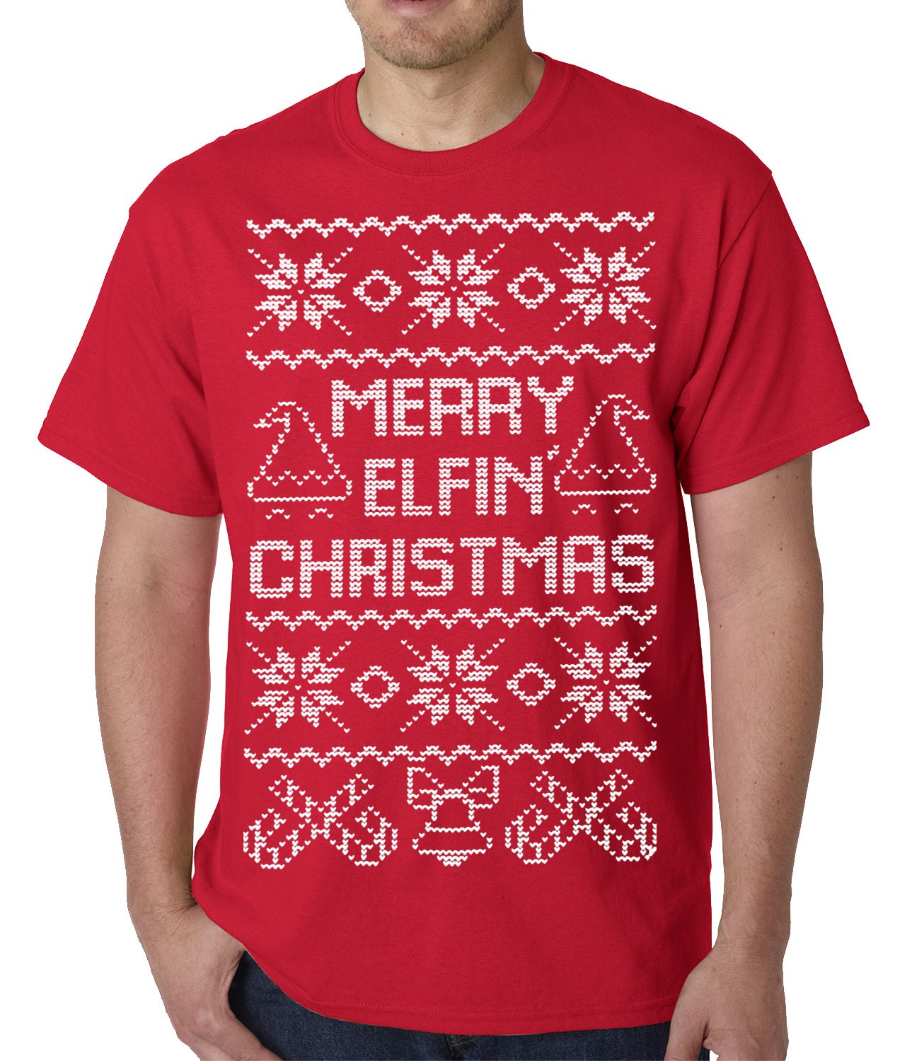 Ugly Christmas Tee - Merry Elfin Christmas Funny Ugly Christmas Mens T-shirt