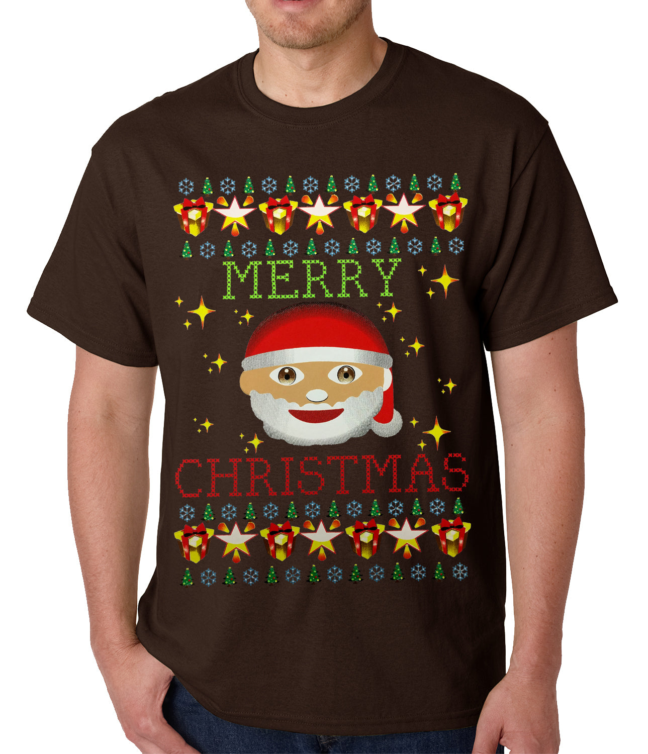 Ugly Christmas Tee - Ugly Christmas Tee - Emoji Santa Ugly Christmas Mens T-shirt
