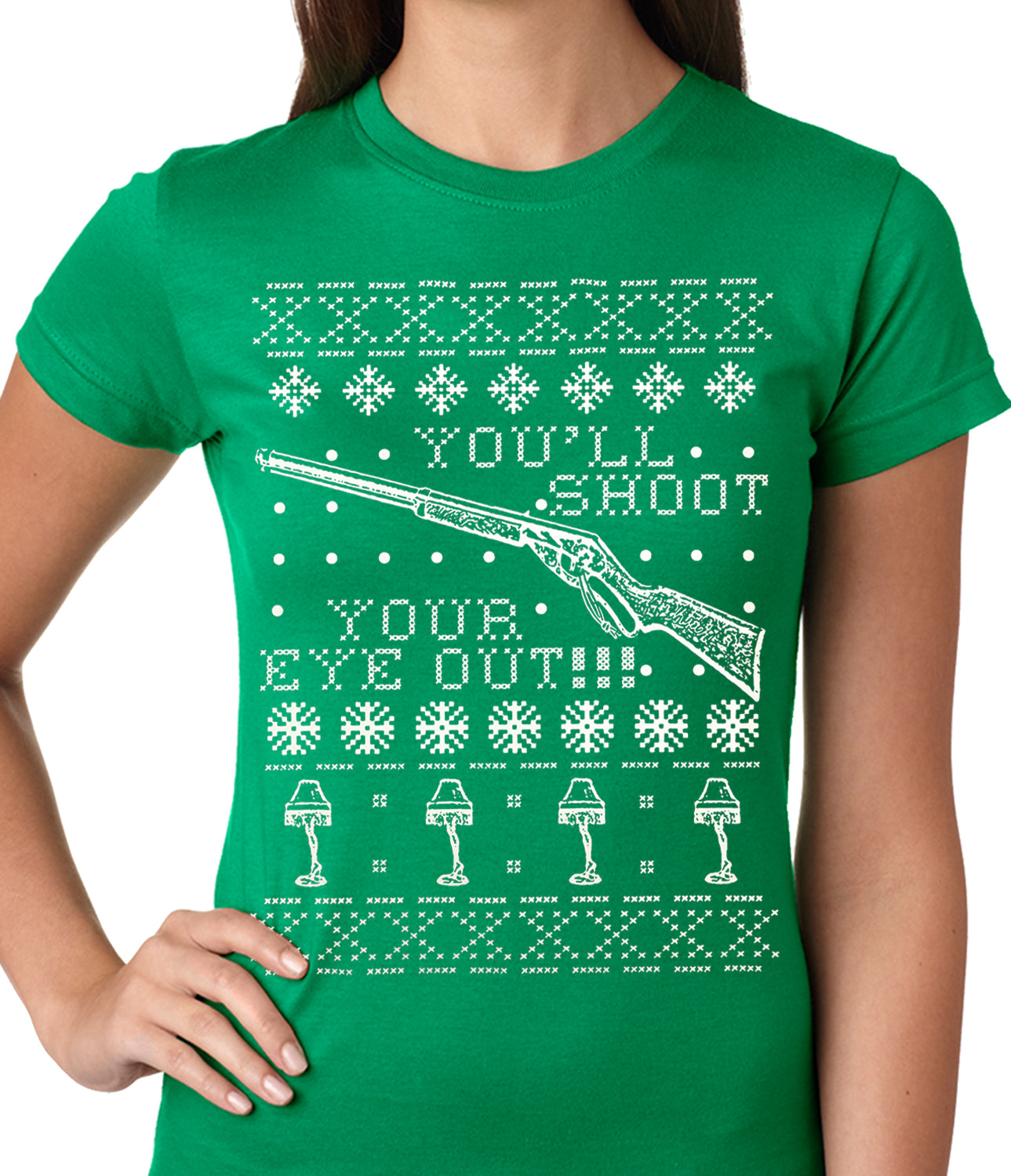 Ugly Christmas Tee - You'll Shoot Your Eye Out Ugly Christmas Ladies T-shirt
