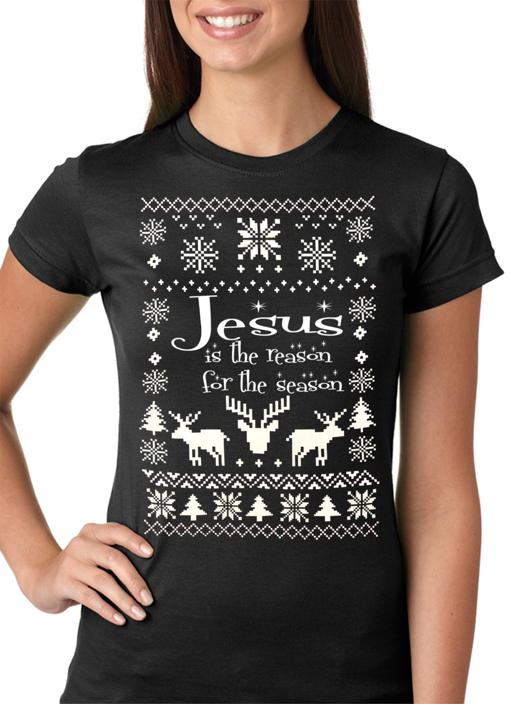 Ugly Christmas T-shirt Jesus is the Reason Girls T-shirt