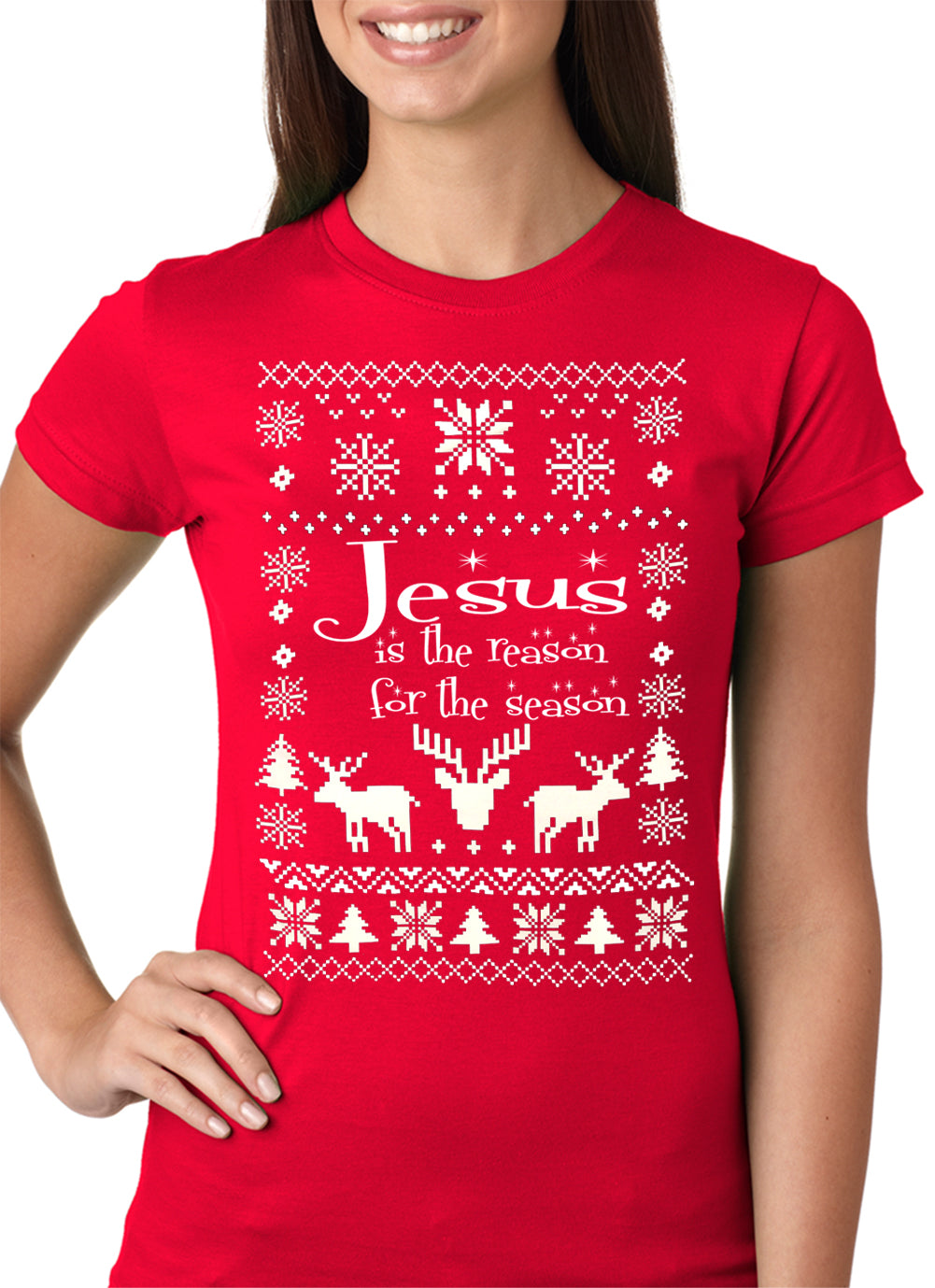 Ugly Christmas T-shirt Jesus is the Reason Girls T-shirt