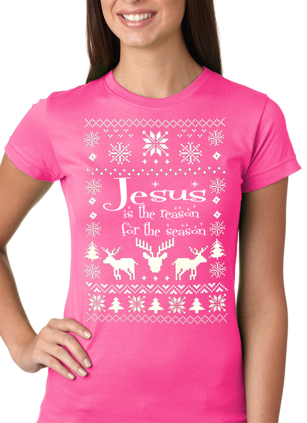 Ugly Christmas T-shirt Jesus is the Reason Girls T-shirt
