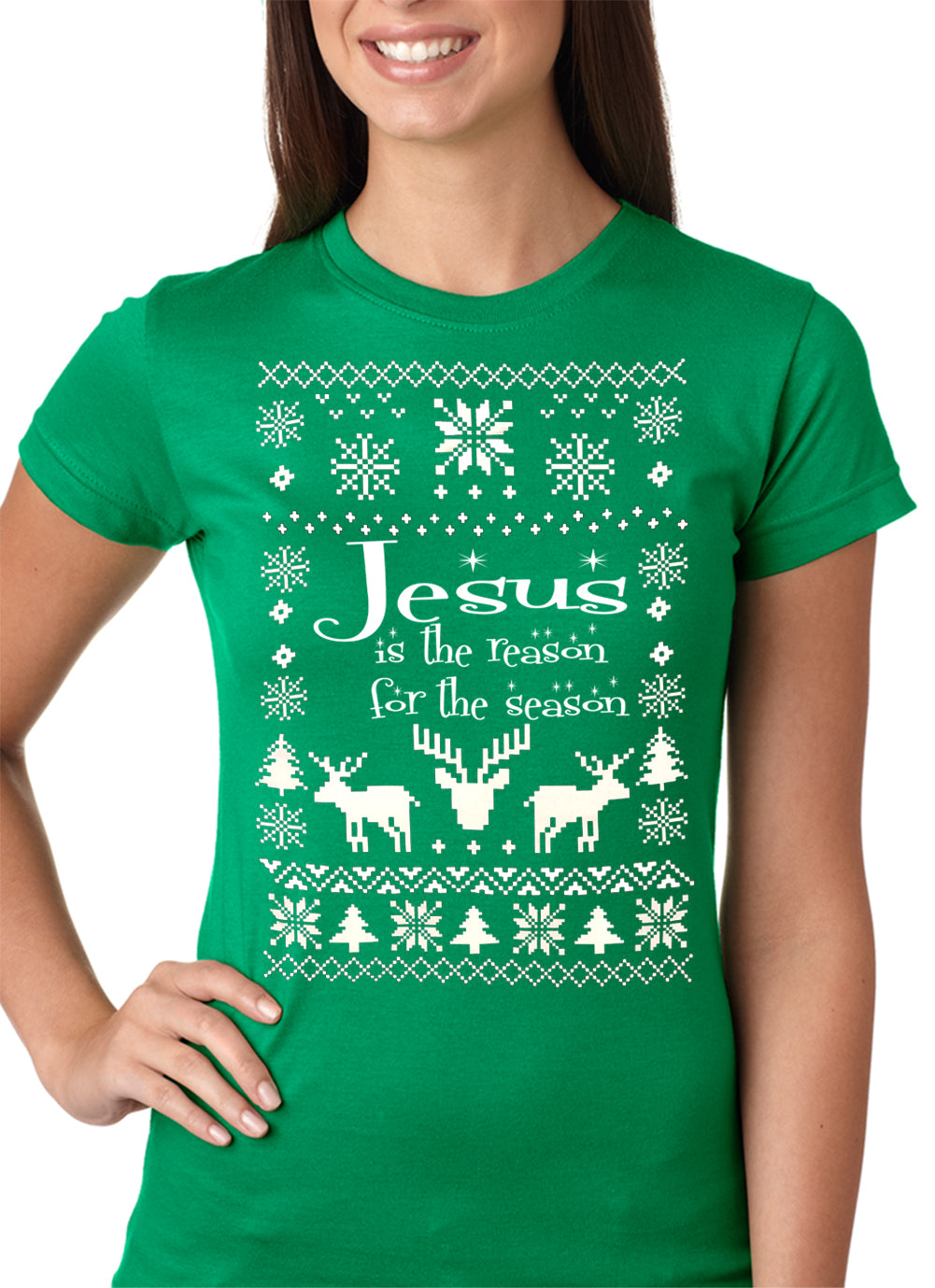 Ugly Christmas T-shirt Jesus is the Reason Girls T-shirt