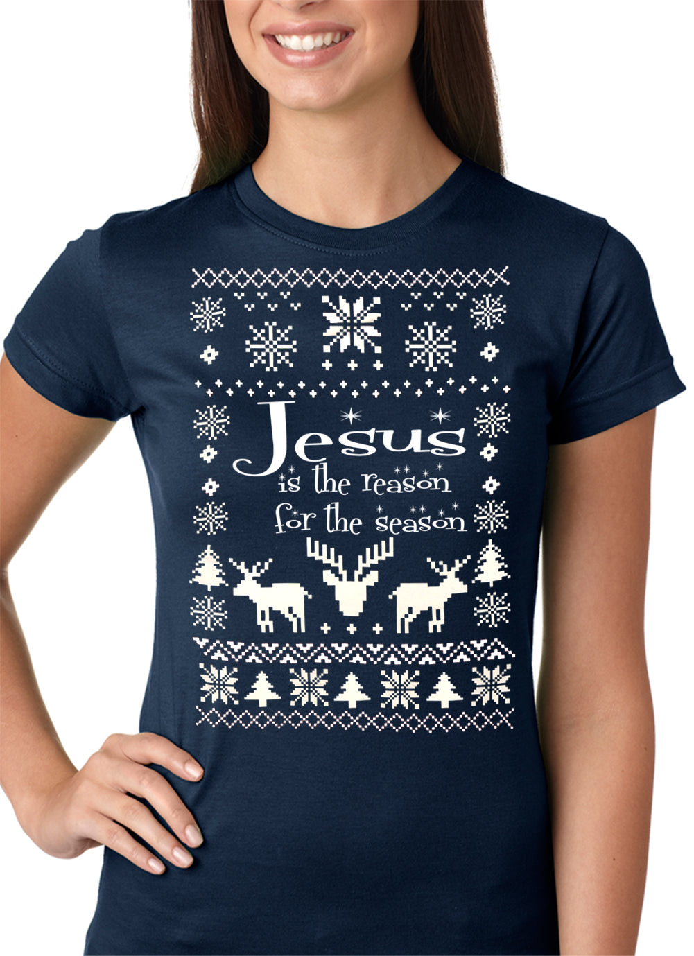 Ugly Christmas T-shirt Jesus is the Reason Girls T-shirt