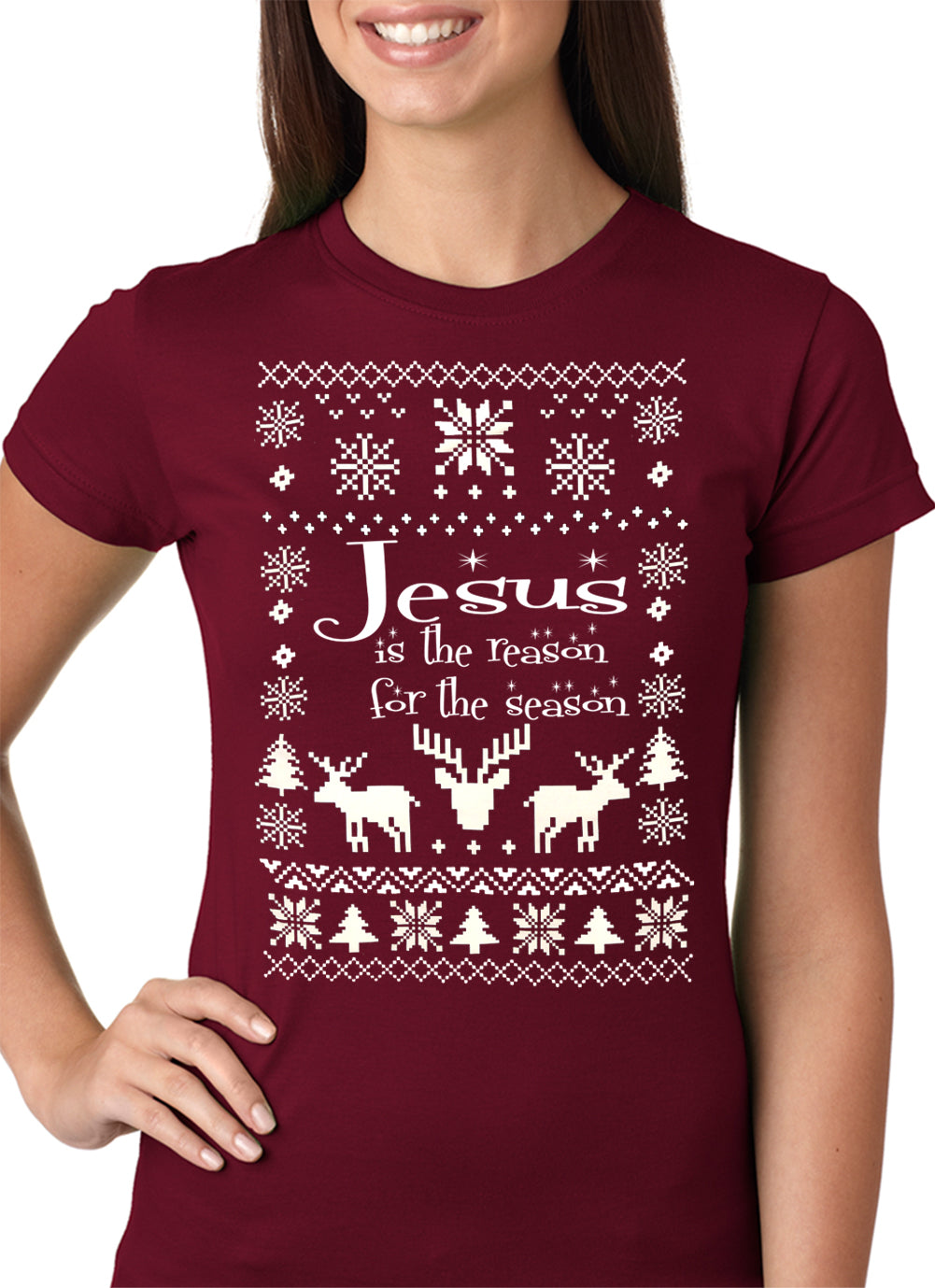Ugly Christmas T-shirt Jesus is the Reason Girls T-shirt