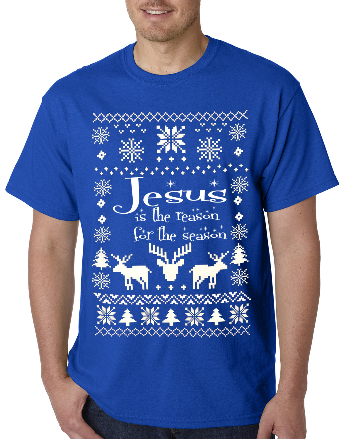 Ugly Christmas T-shirt Jesus is the Reason Mens T-shirt