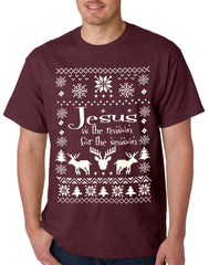 Ugly Christmas T-shirt Jesus is the Reason Mens T-shirt