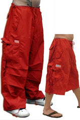 Unisex Basic UFO Pants w/ Zip Off Legs to Shorts (Red)