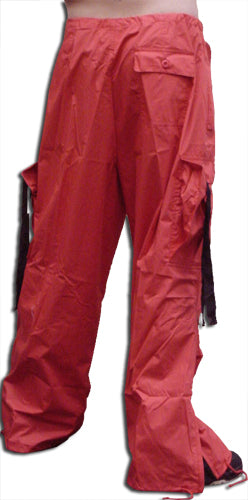 Unisex Basic UFO Pants with Expandable Bottoms (Red / Black)