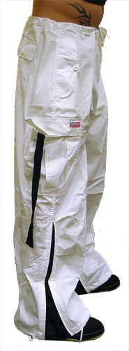 Unisex Basic UFO Pants with Expandable Bottoms (White / Black)