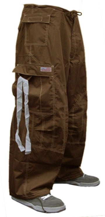 Unisex UFO Pants with Contrast Color (Brown/White)