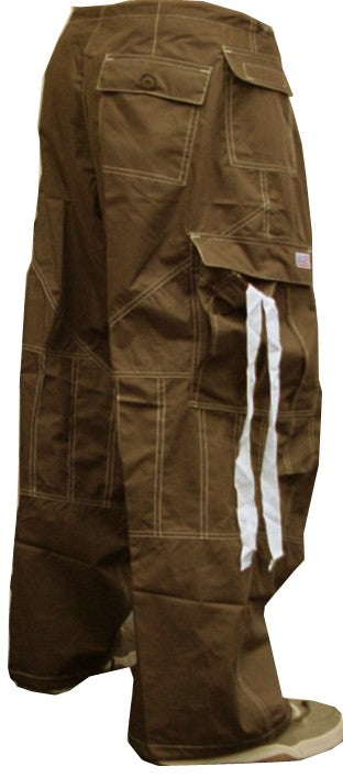 Unisex UFO Pants with Contrast Color (Brown/White)