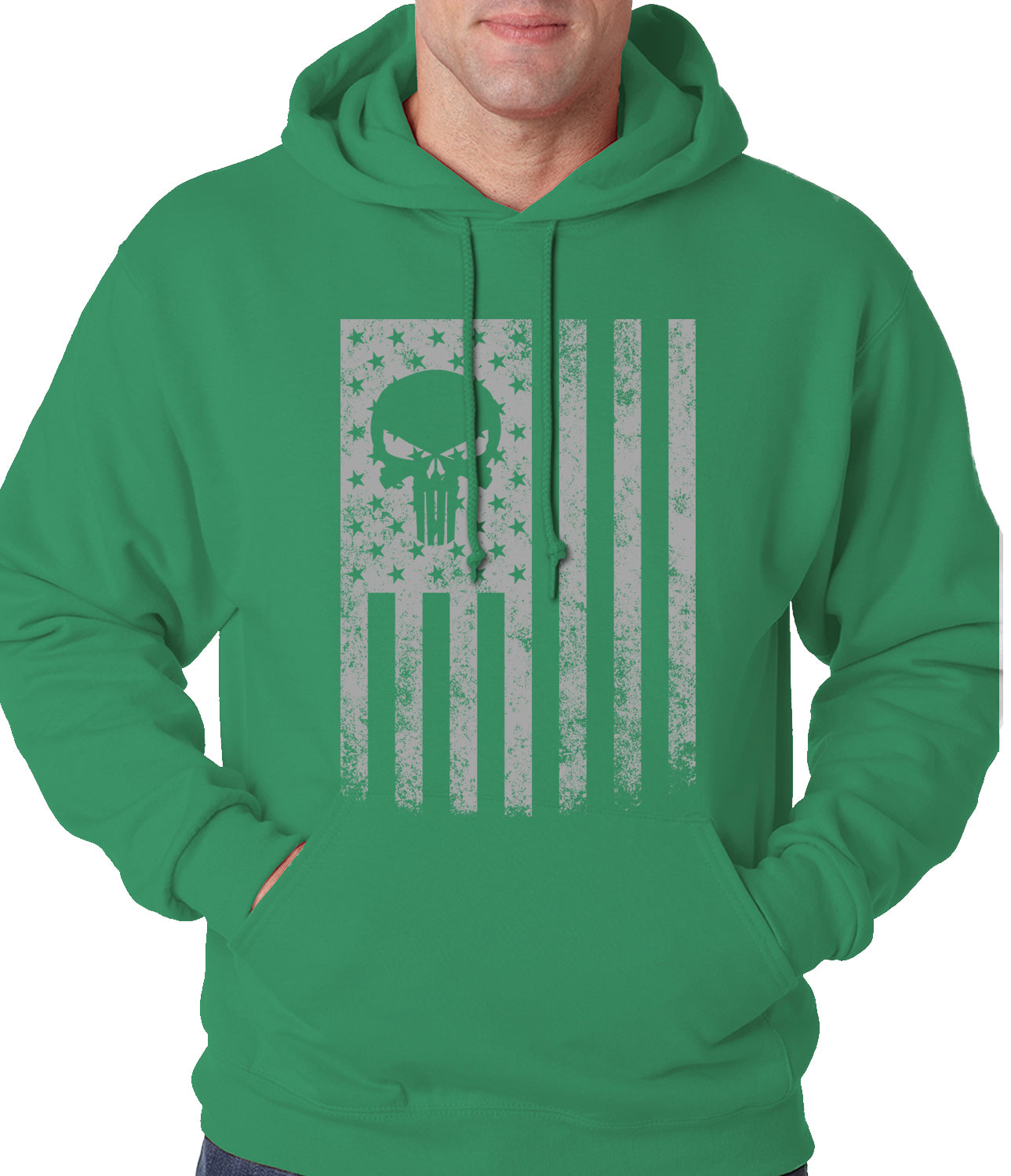 USA - American Flag Military Skull Adult Hoodie