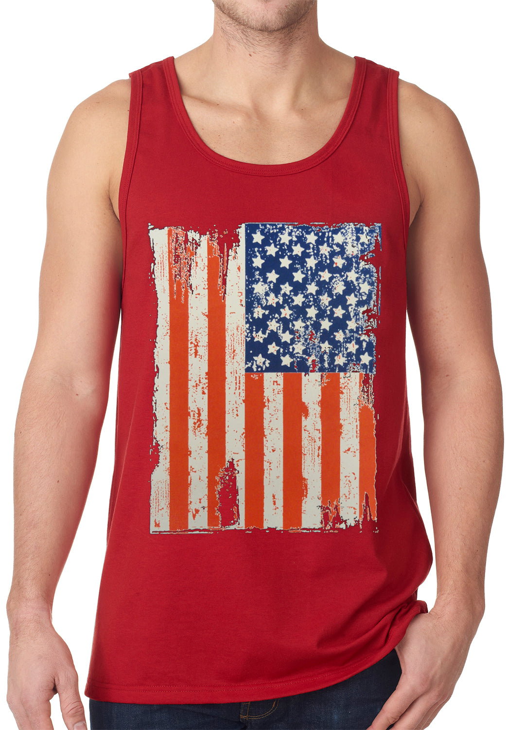 Vertical Distressed American Flag Tanktop