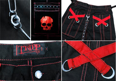 Tripp Darkstreet NYC -  "Electro Skull" Bondage Pants (Black/Red)