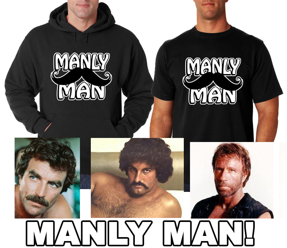 Manly Man Mustache Adult Hoodie