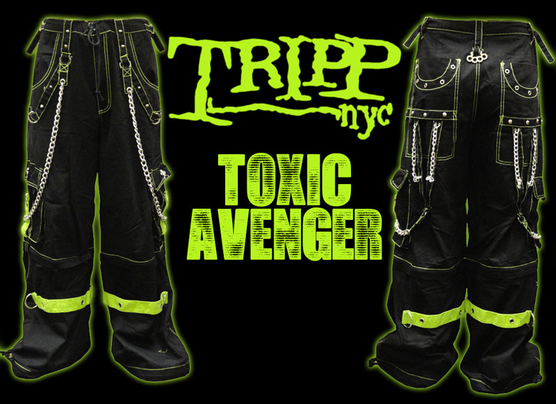 Tripp Darkstreet NYC - "Toxic Avenger" Bondage Pants (Black/Neon Green)