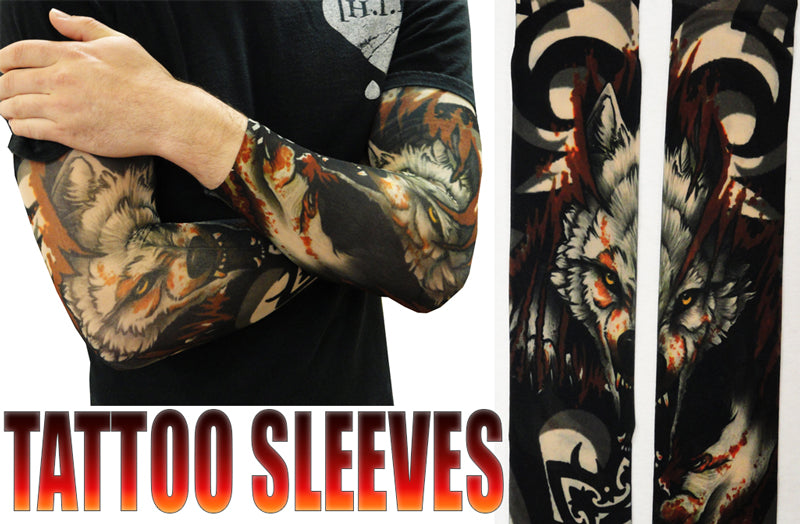 Tattoo Sleeves - Vicious Wolf Fake Tattoo Sleeves (Pair)