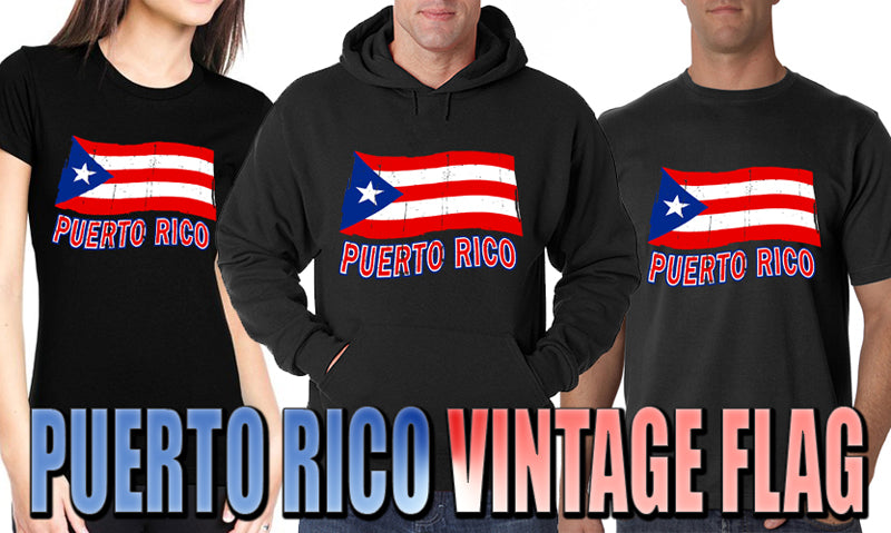Puerto Rico Vintage Waving Flag Adult Hoodie
