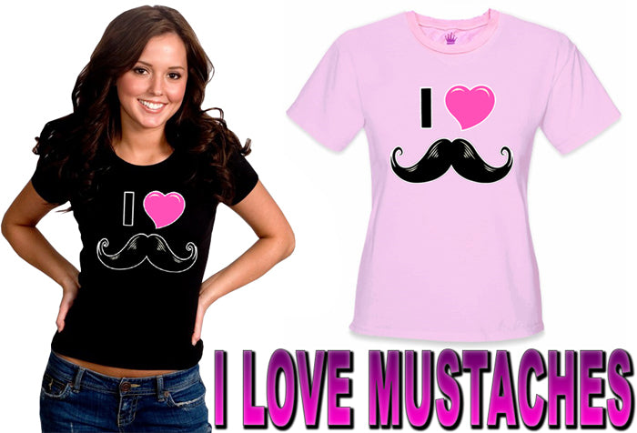 I Love Mustache Girl's T-Shirt