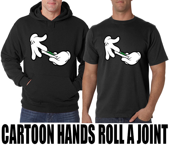 Cartoon Hands Roll A Joint Adult Hoodie