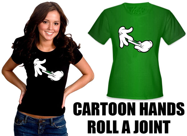 Cartoon Hands Roll A Joint Girl's T-Shirt