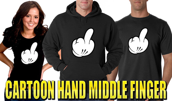 Cartoon Hand Middle Finger Adult Hoodie