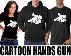 Cartoon Hands Gun Adult Hoodie