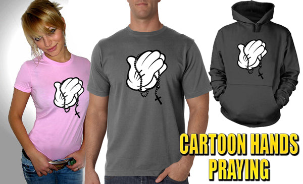 Cartoon Hands Praying Adult Hoodie