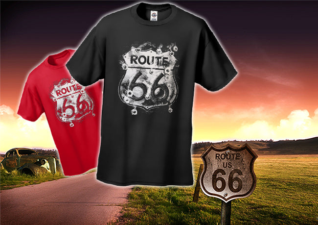 Route 66 Sign with Bullet Holes Men's T-Shirt