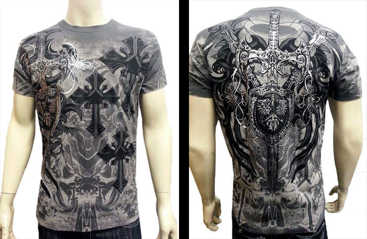 Konflic Celtic Cross T-Shirt (Charcoal Grey)