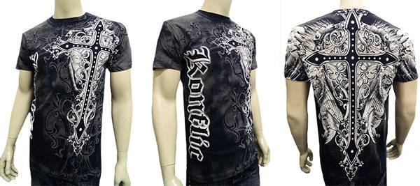 Konflic Mens Giant Cross Muscle T-Shirt (Black)