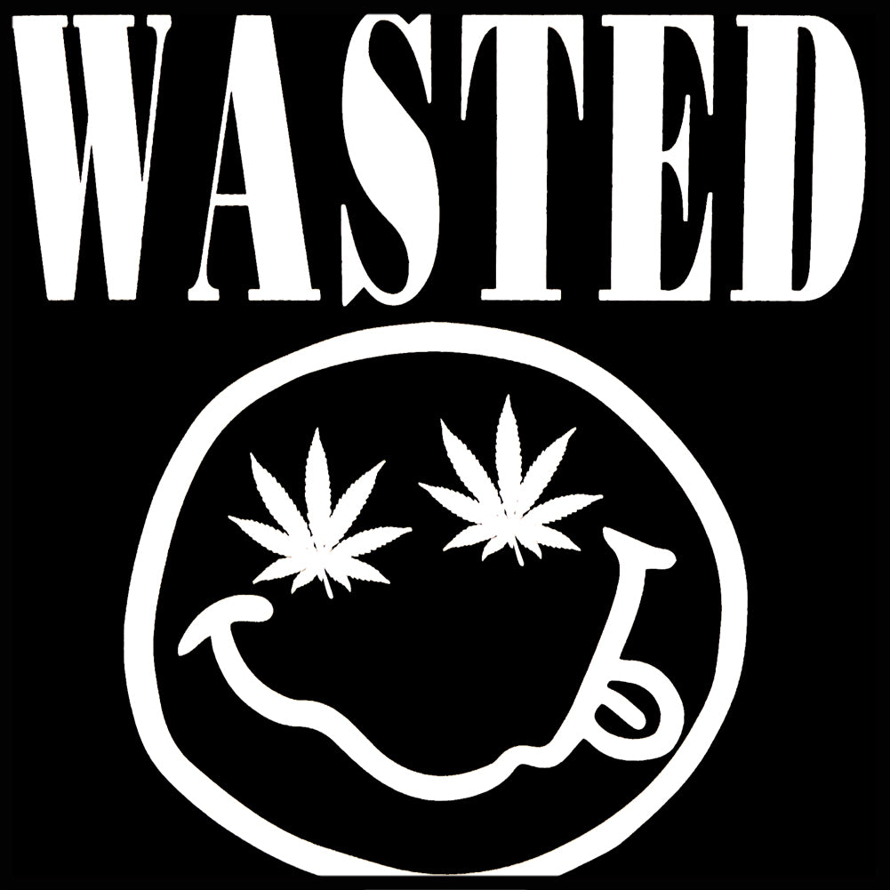 Wasted Pot Leaf Smiley Face Crew Neck Sweatshirt