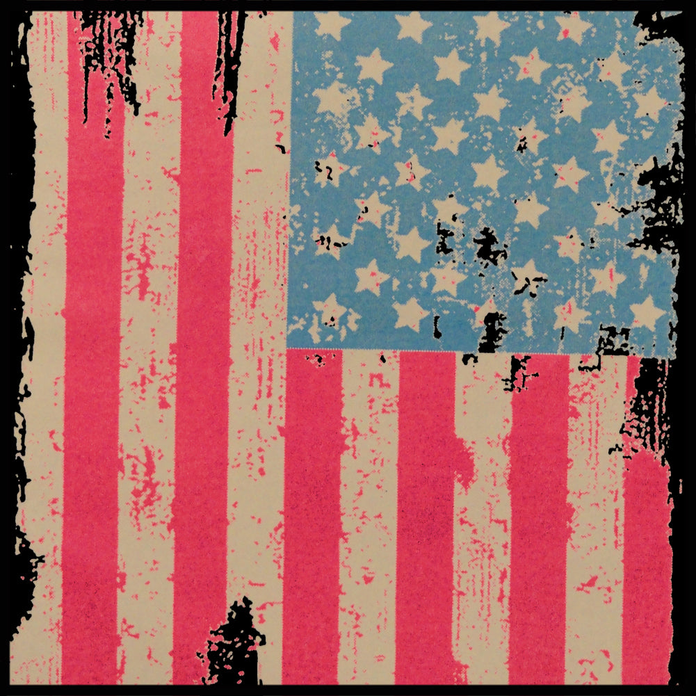 Faded and Distressed American Flag with Hot Pink Stripes Crew Neck Sweatshirt