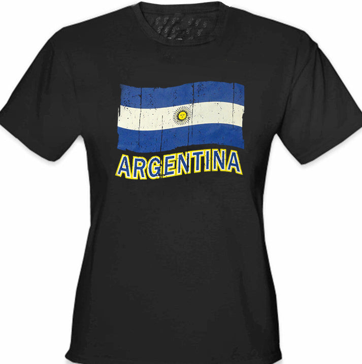 Vintage Argentina Waving Flag Girl's T-Shirt