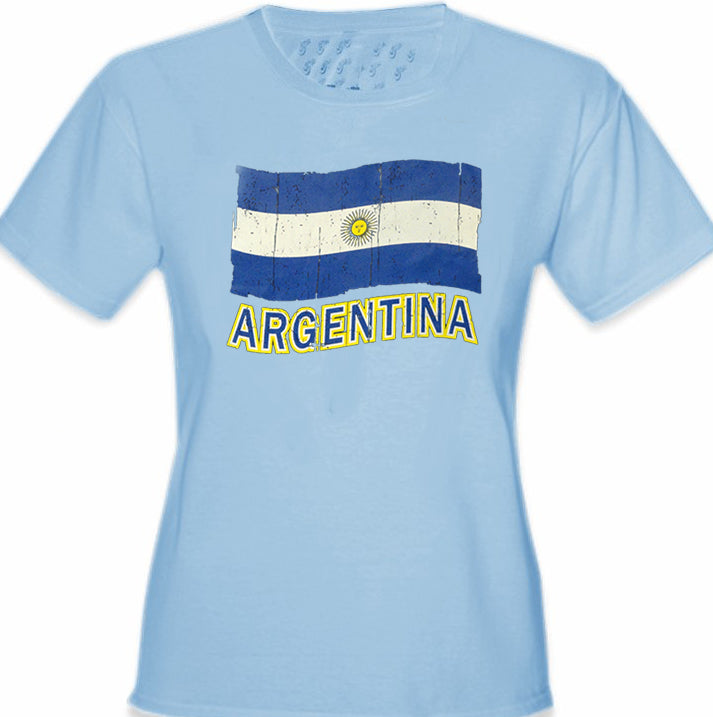Vintage Argentina Waving Flag Girl's T-Shirt