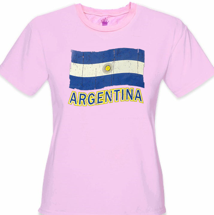 Vintage Argentina Waving Flag Girl's T-Shirt