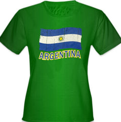 Vintage Argentina Waving Flag Girl's T-Shirt