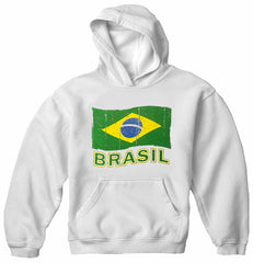Vintage Brasil Waving Flag Adult Hoodie