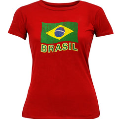 Vintage Brasil Waving Flag Girl's T-Shirt