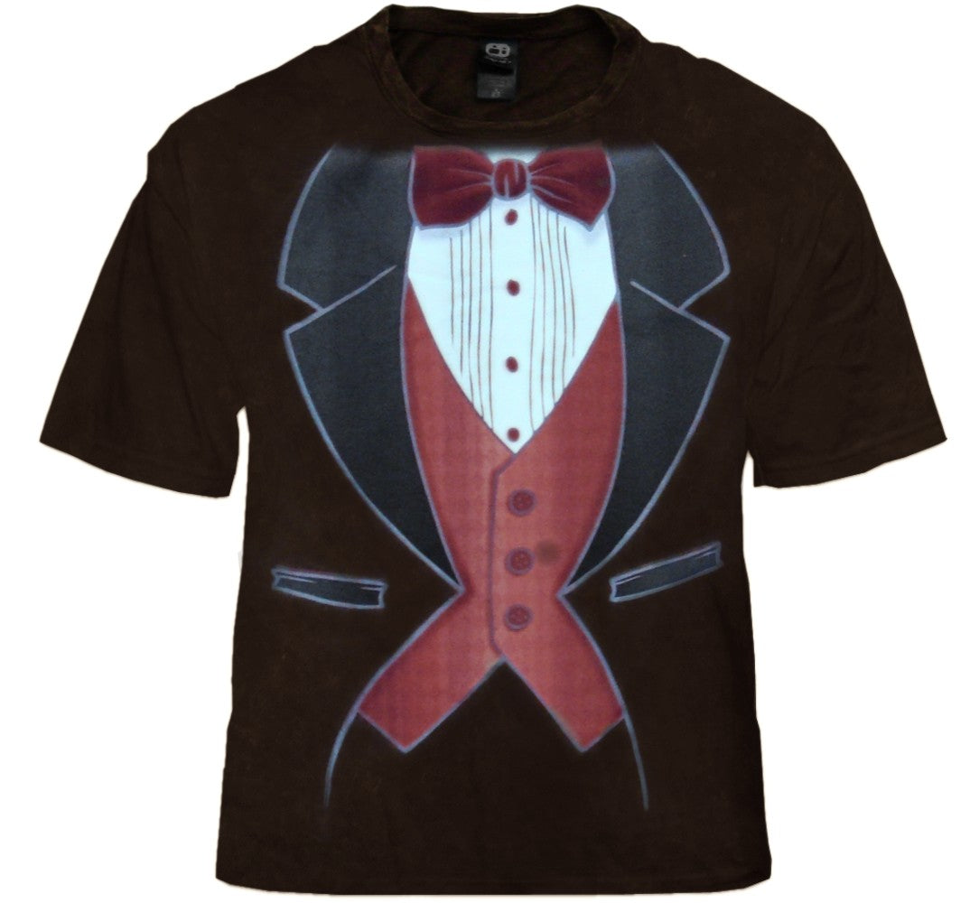 Vintage Distressed Tuxedo T-Shirt (Brown)