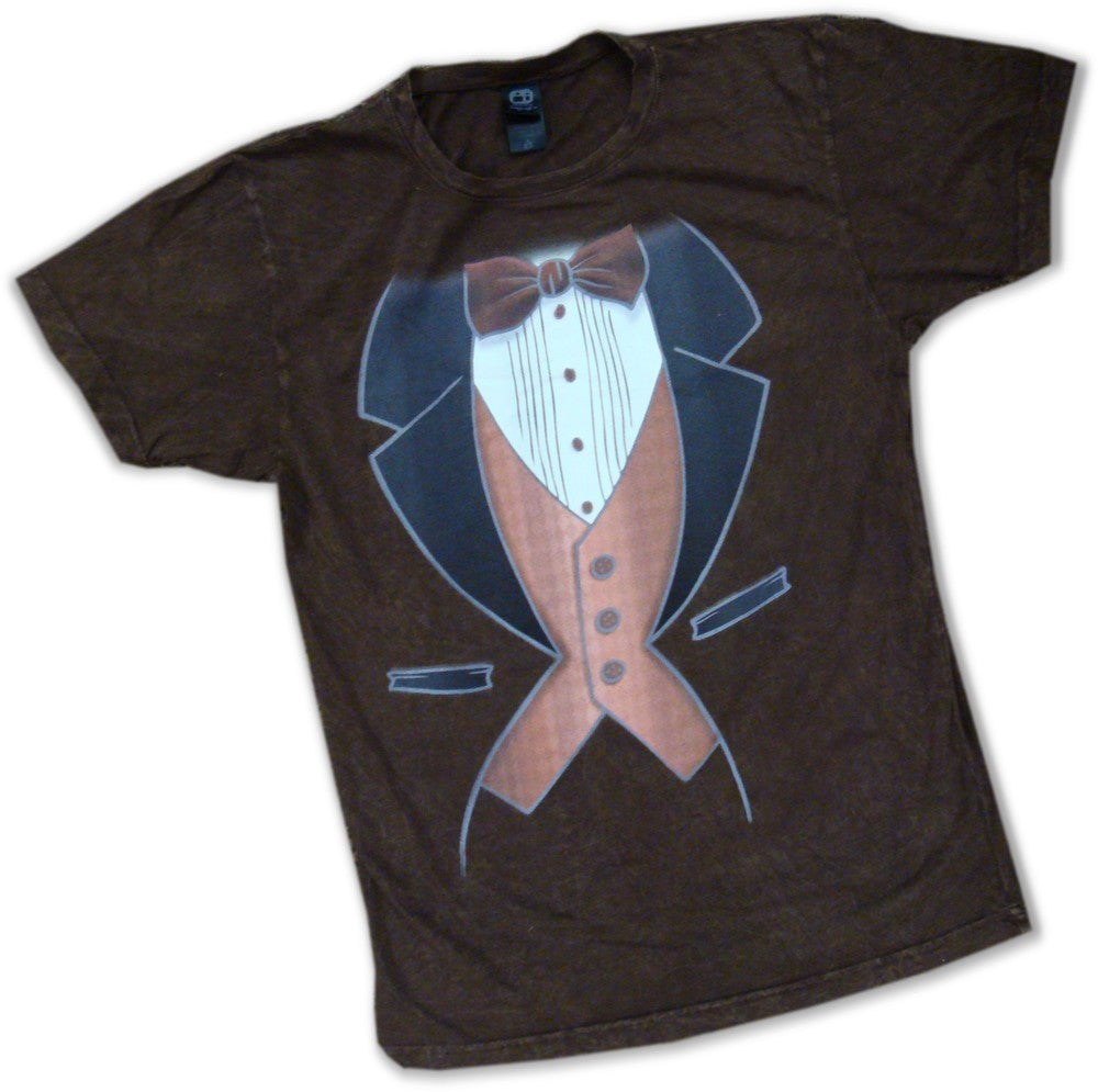 Vintage Distressed Tuxedo T-Shirt (Brown)