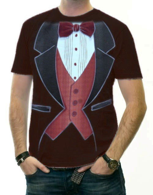 Vintage Distressed Tuxedo T-Shirt (Brown)